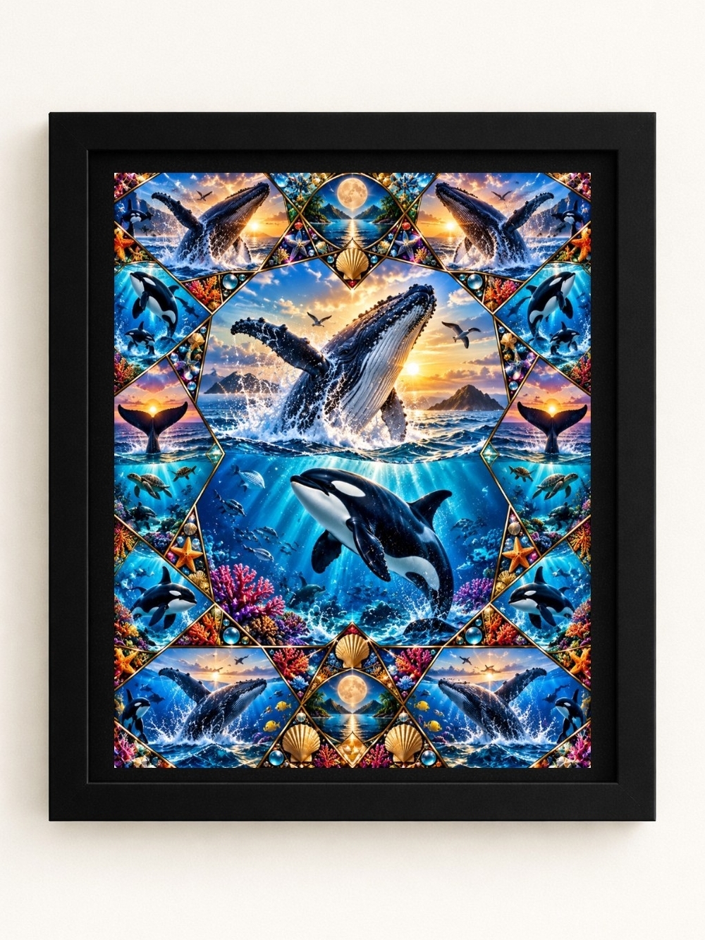 8x10 Framed Ocean Life A.I.Art Print
